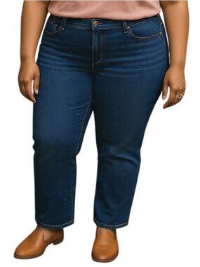 Lee Plus Size 22 Bootcut Mid Rise Regular Fit Jeans Dark Wash Comfort Stretch